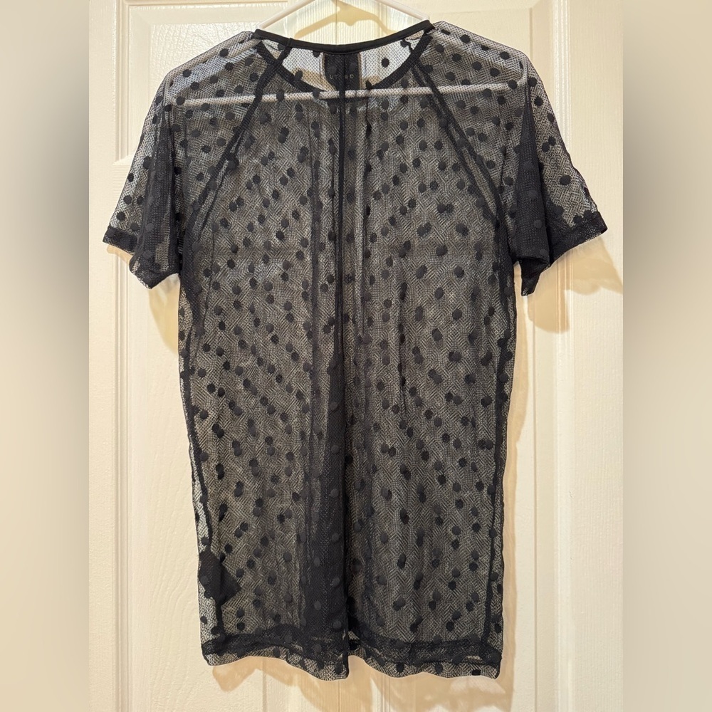 Sebastian Sheer Black Polka Dot Top. Men’s But Unisex Imo Size Medium Euc — image 3 of 8